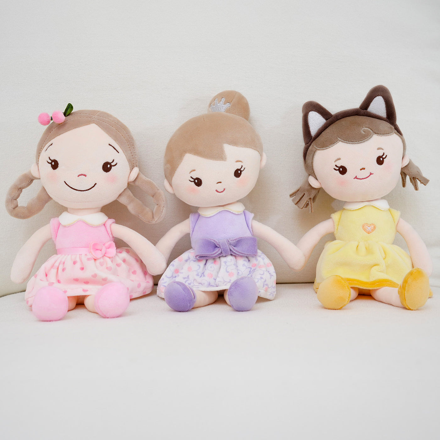 GAGAKU Cherry Girl Soft Plush Baby Doll for Girls (12") | My First Baby Doll Gift, Machine Washable, Rag Doll Toy, For Toddlers & Infants