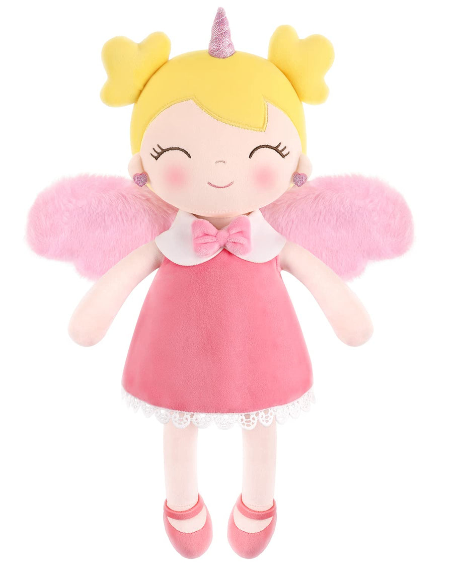 GAGAKU Soft Baby Doll Toys (17'') for Girls, My First Baby Rag Dolls for 1 Year Old Girl Birthday Gift Plush Doll Toys Machine Washable Baby Doll for Toddler Kids Infants - Unicorn Girl with Wings