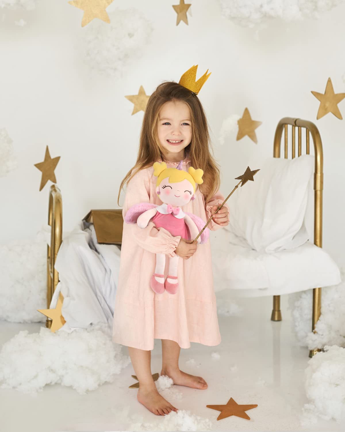 GAGAKU Soft Baby Doll Toys (17'') for Girls, My First Baby Rag Dolls for 1 Year Old Girl Birthday Gift Plush Doll Toys Machine Washable Baby Doll for Toddler Kids Infants - Unicorn Girl with Wings