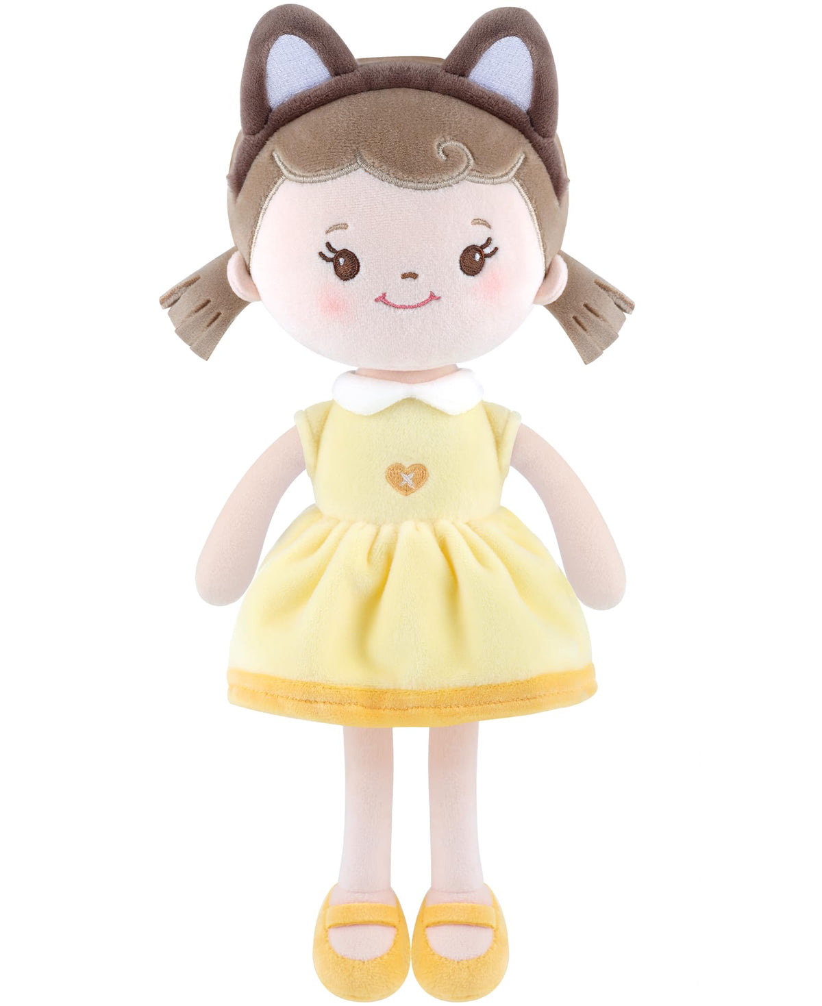 GAGAKU Soft Plush Baby Doll for Girls (12") - My First Baby Doll Gift for Girls, Toddlers & Infants, Machine Washable Rag Doll Toy - Puff Girl
