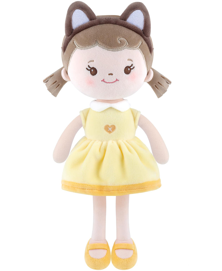 GAGAKU Soft Plush Baby Doll for Girls (12") - My First Baby Doll Gift for Girls, Toddlers & Infants, Machine Washable Rag Doll Toy - Puff Girl