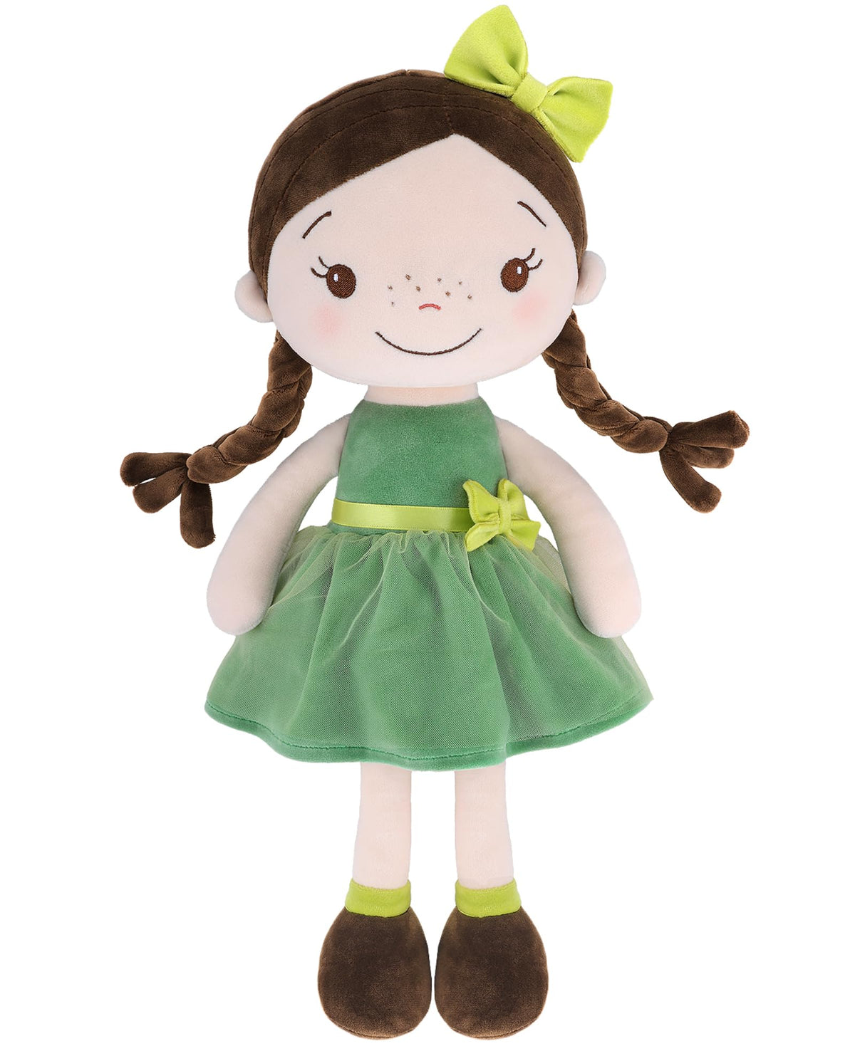 GAGAKU Soft Baby Doll Toys (16'') for Girls, My First Baby Rag Dolls for 1 Year Old Girl Birthday Gift Plush Doll Toys Machine Washable Baby Doll for Toddler Kids Infants - Forest Girl