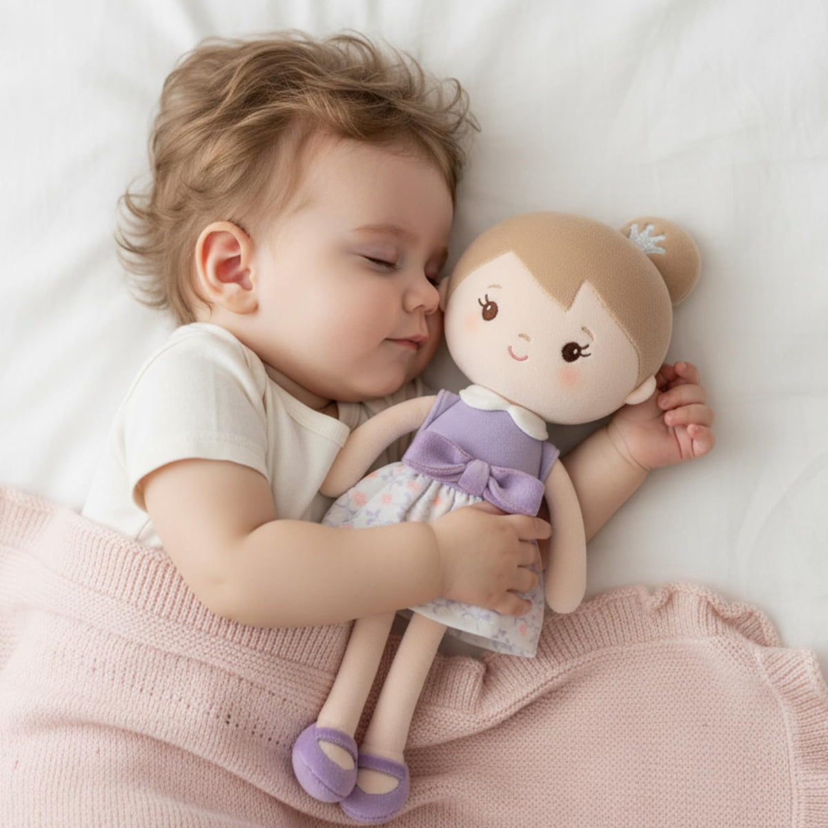 GAGAKU Soft Plush Baby Doll for Girls, Purple Skirt, 12"