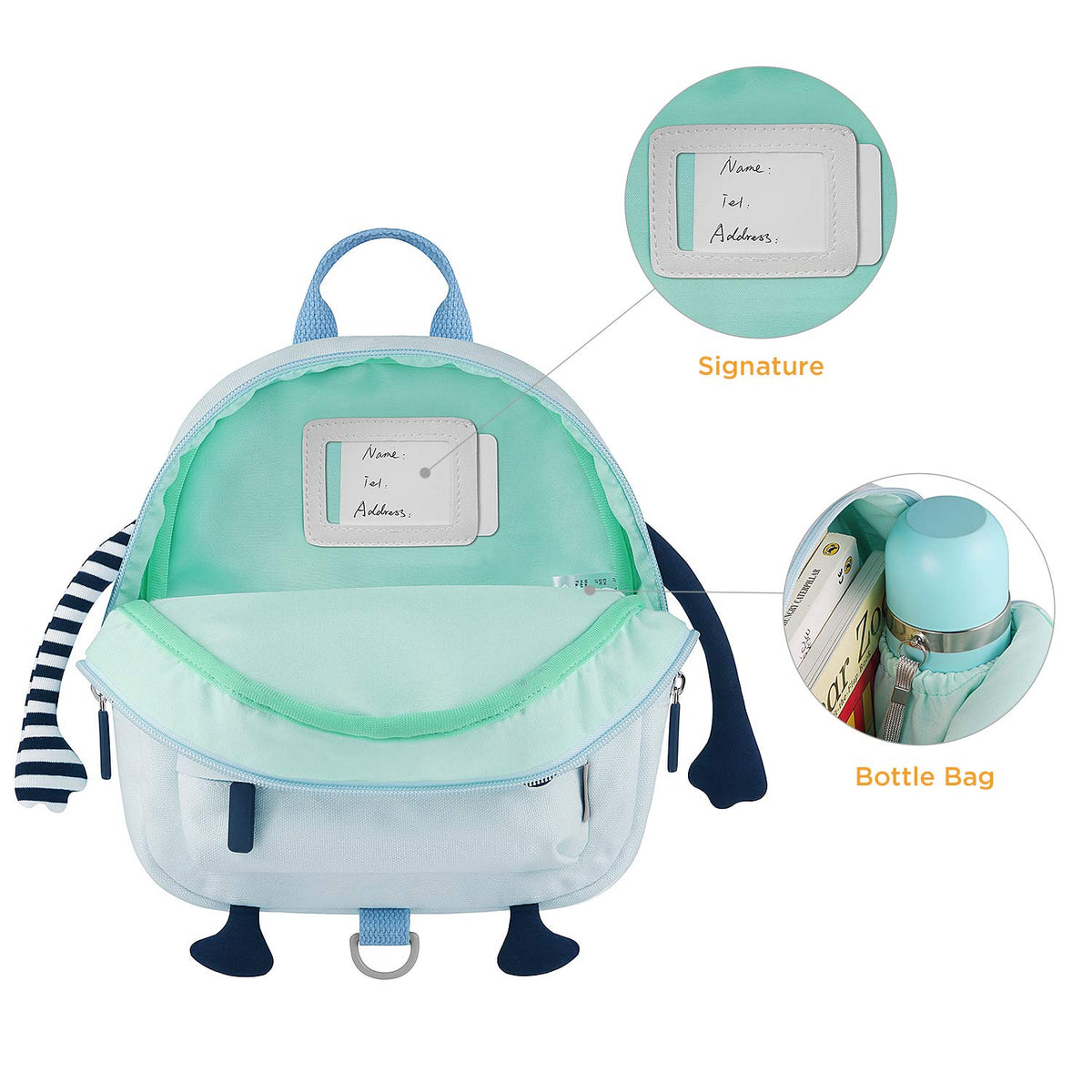 GAGAKU Toddler Backpack with Leash - Mini Kids Backpacks for Boys 2-4 Years Child Safety Backpack 3D Cartoon Animal Anti-Lost Preschool Backpack - Blue