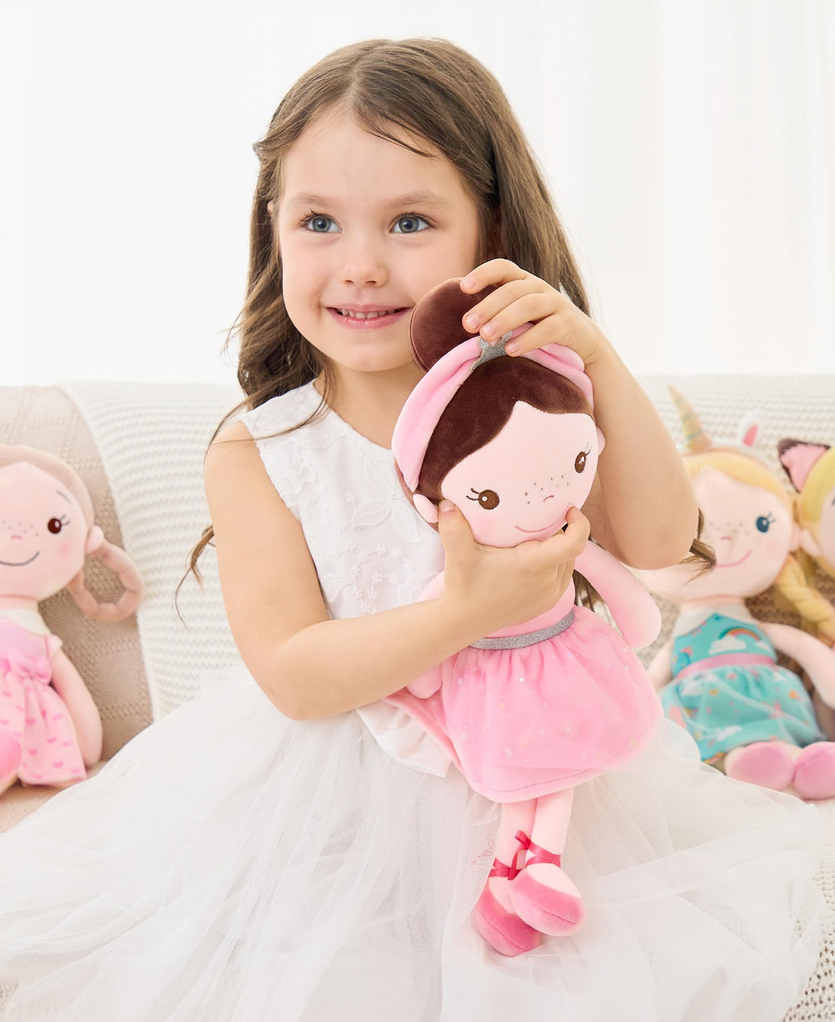 GAGAKU Soft Baby Doll Toys (16'') for Girls, My First Baby Rag Dolls for 1 Year Old Girl Birthday Gift Plush Doll Toys Machine Washable Baby Doll for Toddler Kids Infants - Ballet Girl