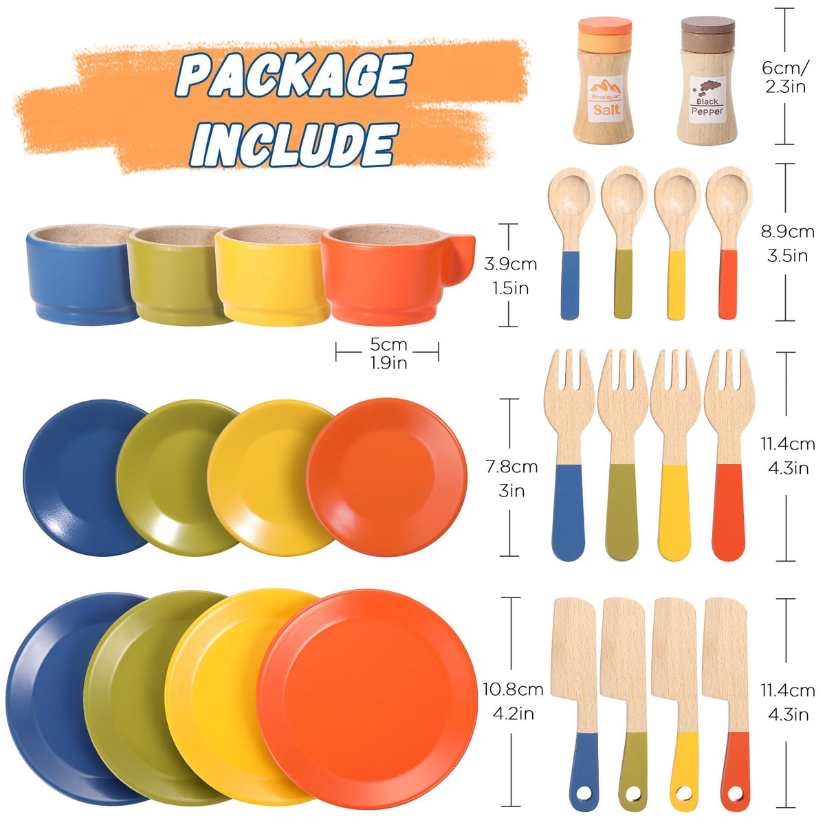 GAGAKU Wooden Play Food Sets for Kids Kitchen, Montessori Wooden Play Food Toys with Plates and Dishes for Toddler Boys & Girls Gifts