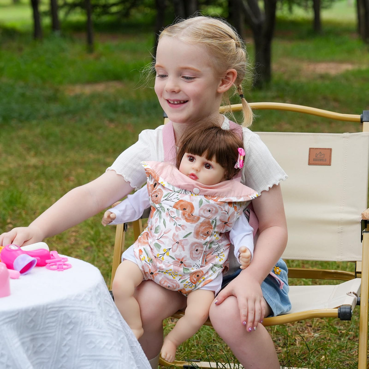 GAGAKU Baby Doll Carrier for Little Girls, Reborn Doll Accessories for Toddlers Kids 3+ Years Old, Toy Dolls Carrier - Roses
