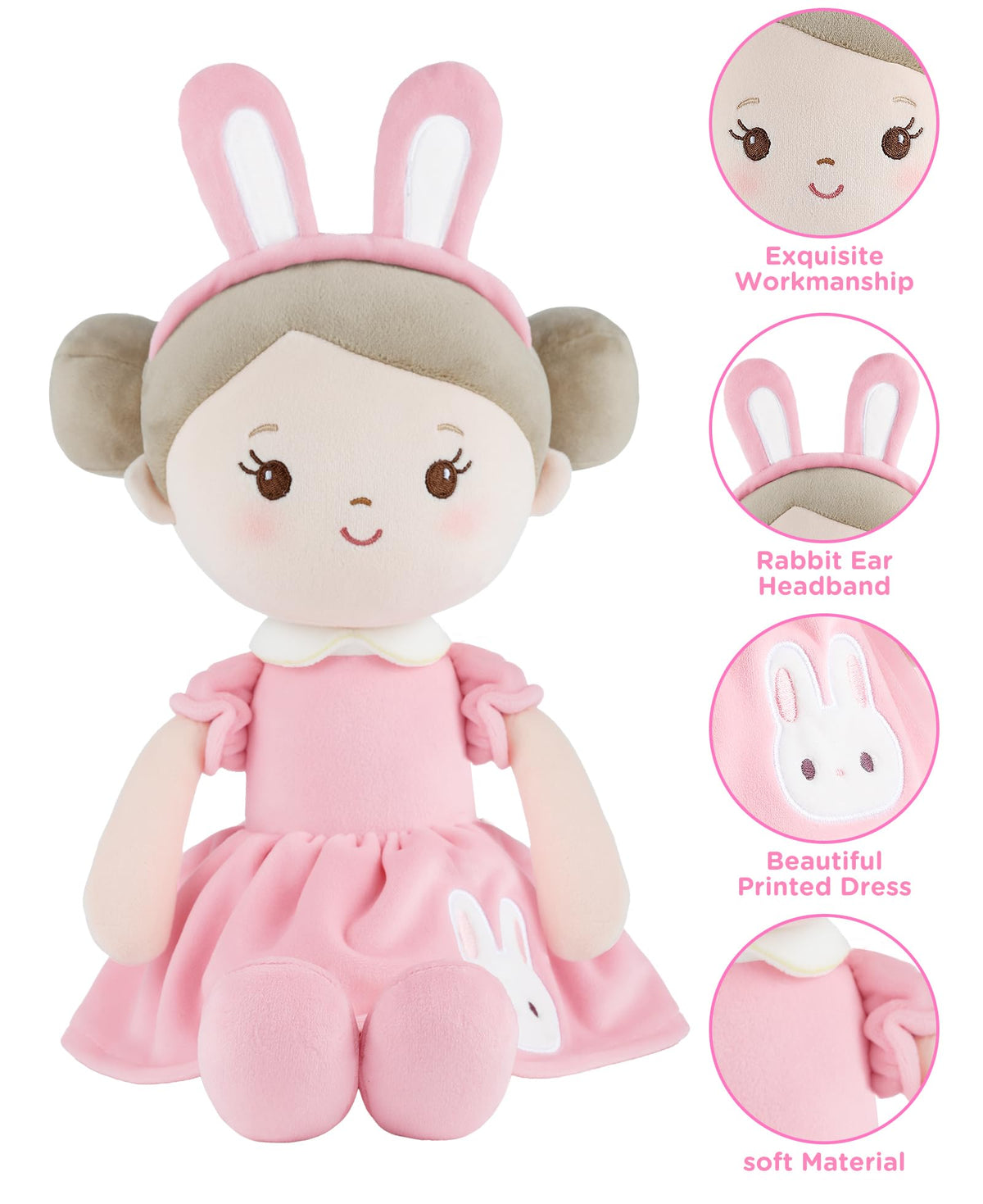 GAGAKU Soft Baby Doll Toys (16'') for Girls, My First Baby Rag Dolls for Girl Birthday Gift Plush Doll Toys Machine Washable Baby Doll for Toddler Kids Infants