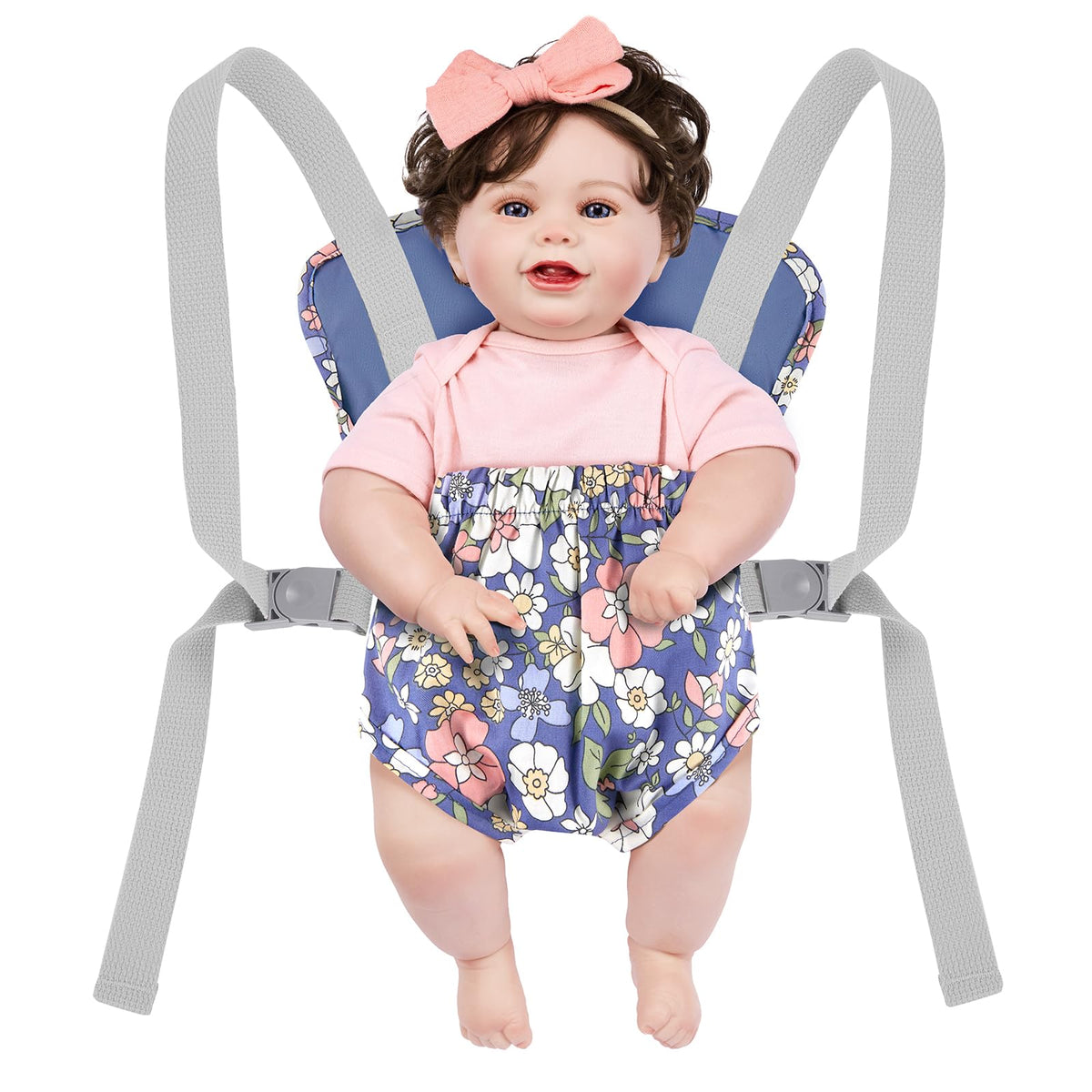 GAGAKU Doll Carrier, Reborn Baby Doll Accessories, Dolls Carrier Pretend & Role Play Toy for Toddlers Kids Ages 3+ Years Old - Blue Flowers