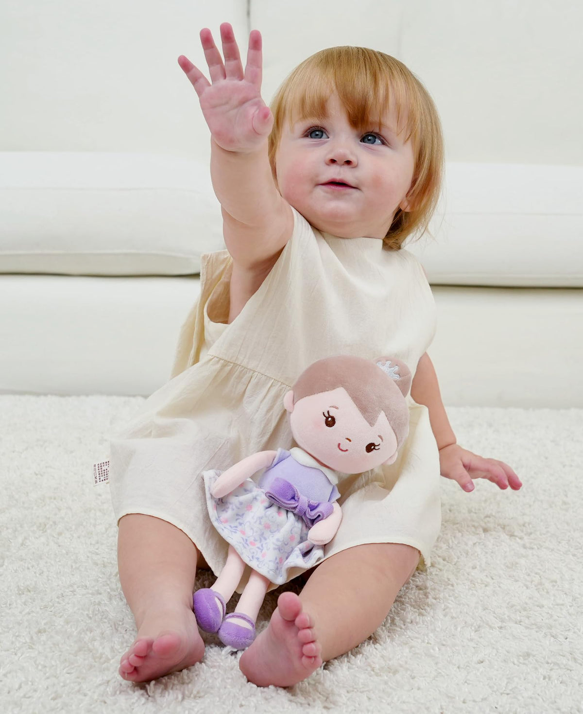 GAGAKU Soft Plush Baby Doll for Girls, Purple Skirt, 12"