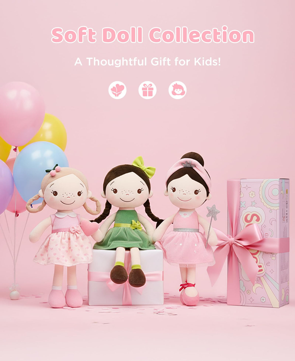 GAGAKU Soft Baby Doll Toys (16'') for Girls, My First Baby Rag Dolls for 1 Year Old Girl Birthday Gift Plush Doll Toys Machine Washable Baby Doll for Toddler Kids Infants - Ballet Girl