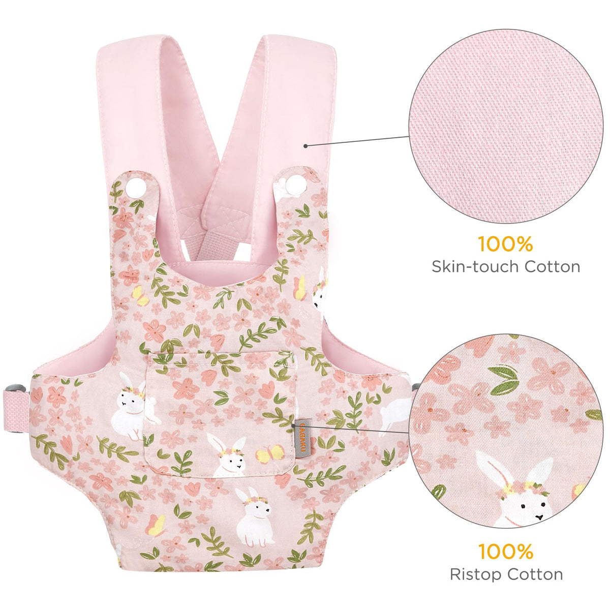 GAGAKU Baby Doll Carrier for Kids, Reborn Dolls Carrier Accessories for Girls & Toddlers, Baby Dolls Sling Carrier with Adjustable Straps - Pink - Rabbit Garden