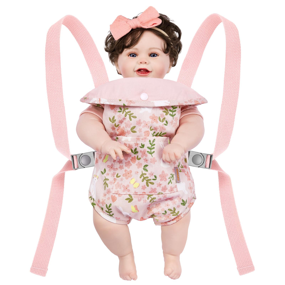 GAGAKU Doll Carrier, Reborn Baby Doll Accessories, Dolls Carrier Pretend & Role Play Toy for Kids Ages 3+ Toddlers - Pink - Rabbit Garden