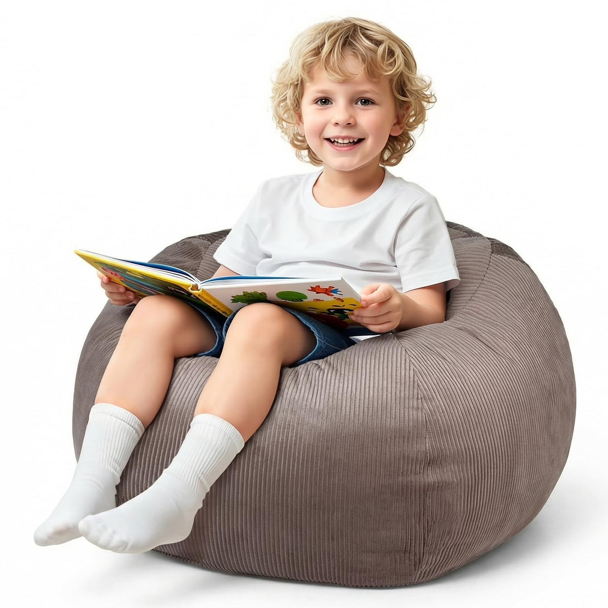 Stuffed Animal Storage BeanBag Chair Cover Large Toy Bean Bag for Stuffed Animals Room Decor - Cute Stuff Animal Organizer Plush Holder Kids Baby Nursery Essentials Wall Bedroom Home Decor