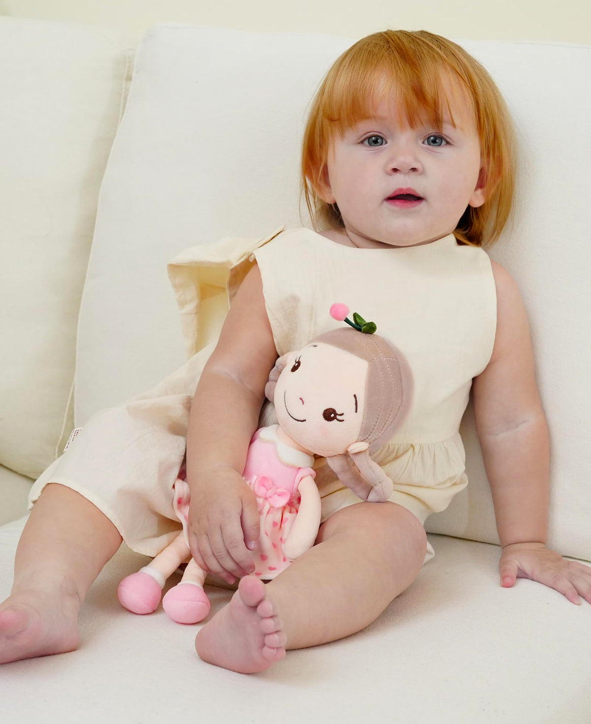 GAGAKU Cherry Girl Soft Plush Baby Doll for Girls (12")