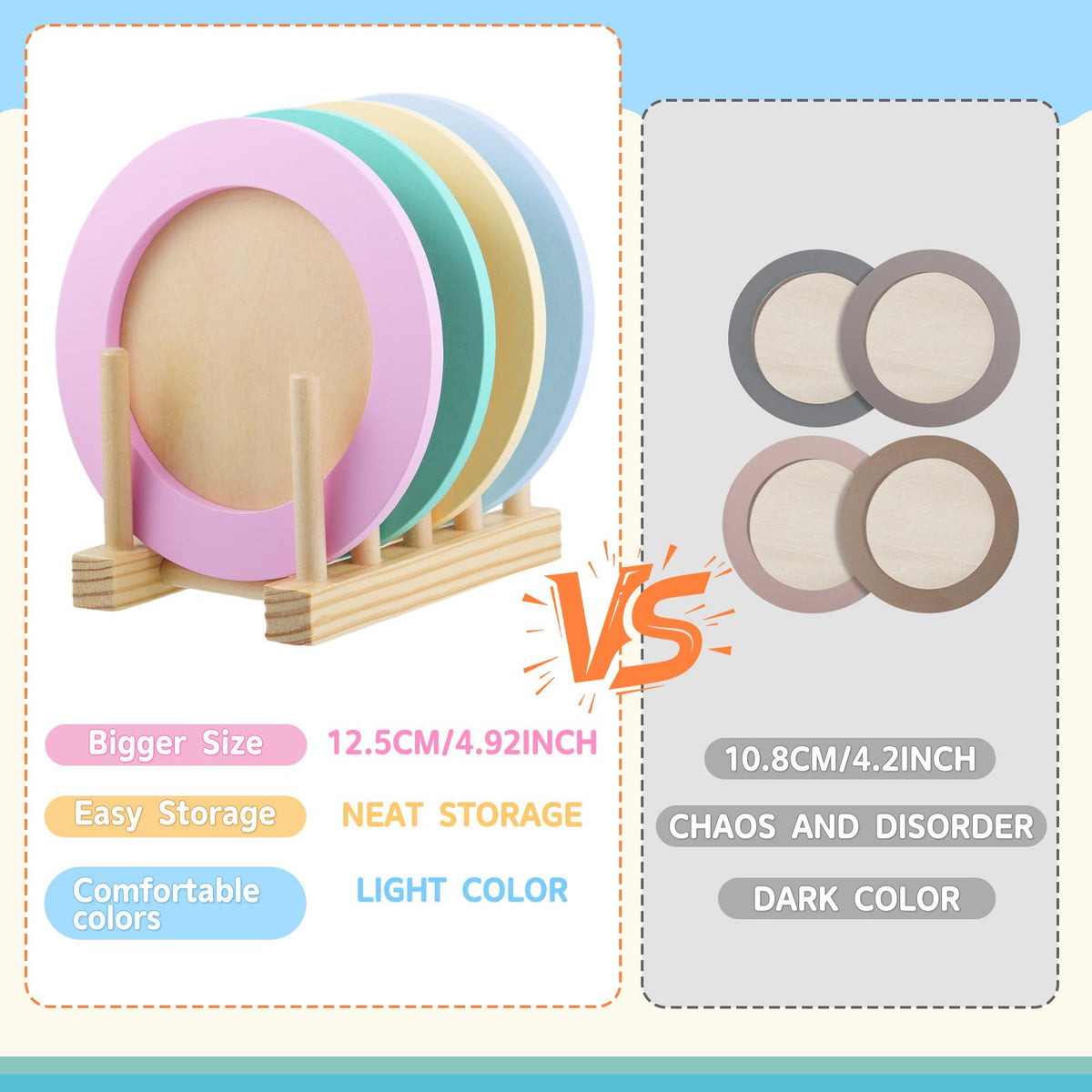GAGAKU Kids Wooden Play Dishes Set -27Pcs Montessori Play Kitchen Accessories Plates and Bowls Set, Storage Stand & Play Food, Pretend Cooking Toys for Ages 3-5, Educational Gift for Toddler