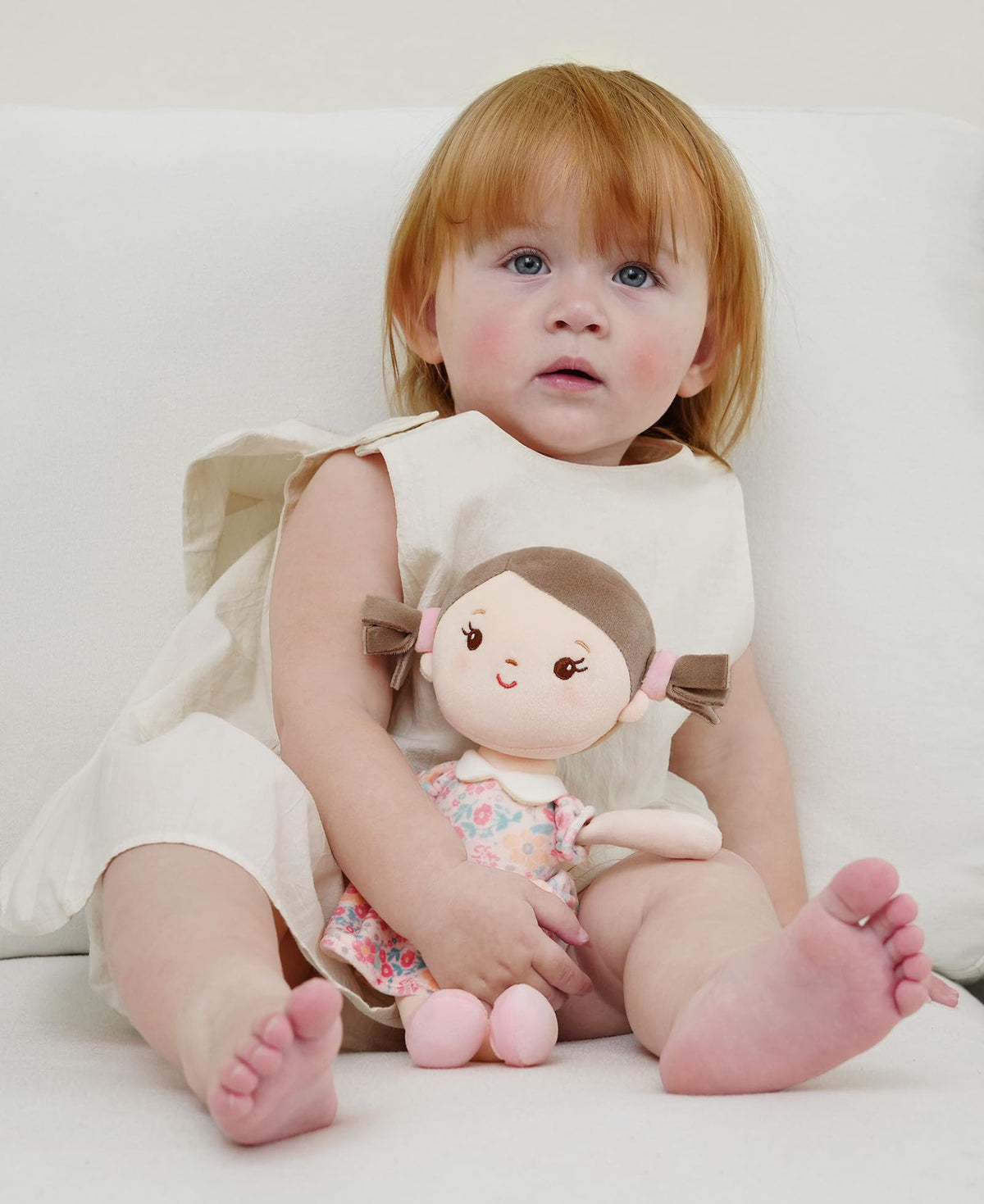 GAGAKU Soft Plush Baby Doll for Girls (12") - My First Baby Doll Gift for Girls, Toddlers & Infants, Machine Washable Rag Doll Toy - Pink Flower Girl