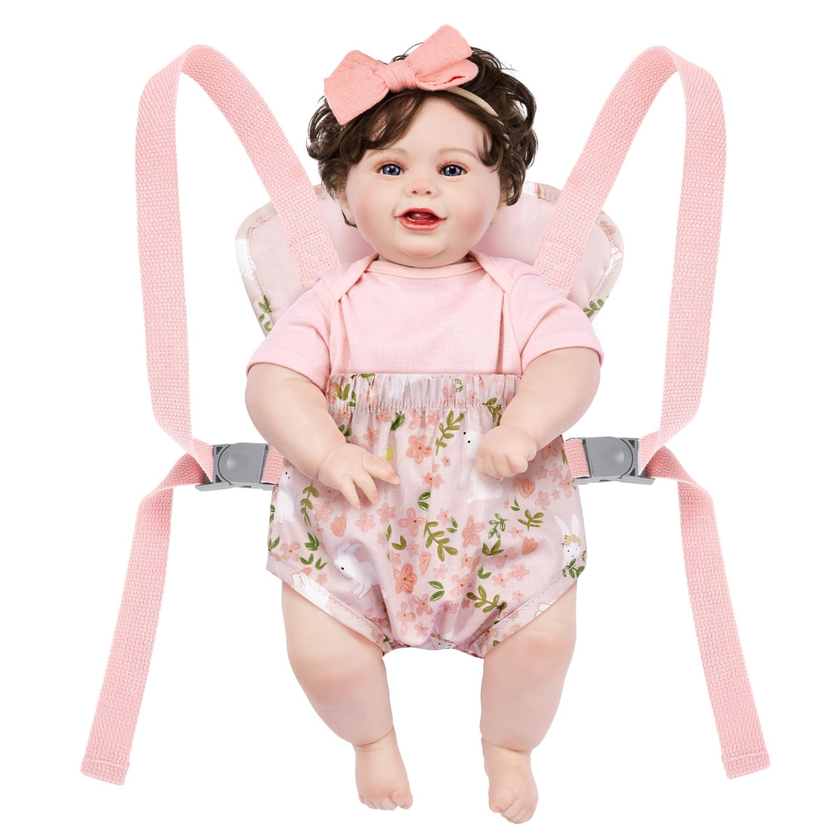 GAGAKU Doll Carrier, Reborn Baby Doll Accessories, Dolls Carrier Pretend & Role Play Toy for Kids Ages 3+ Toddlers - Pink - Rabbit Garden