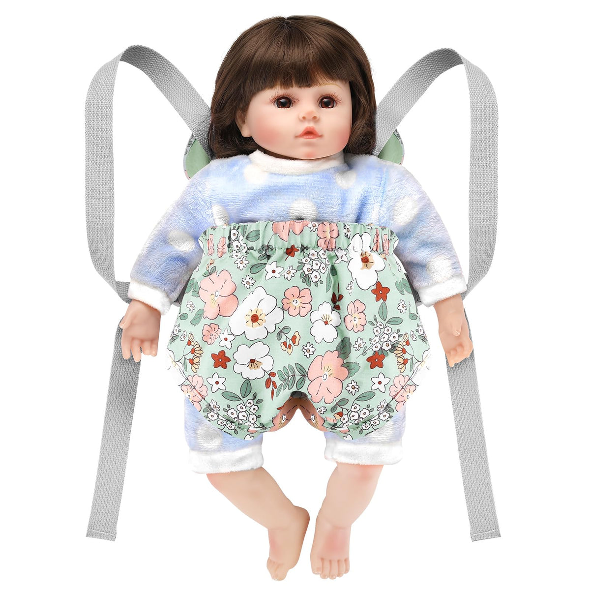 GAGAKU Toy Baby Doll Carrier for Toddlers 3+ Years Old, Reborn Baby Doll Accessories Pretend & Role Play Carriers for Kids - Green Camellia