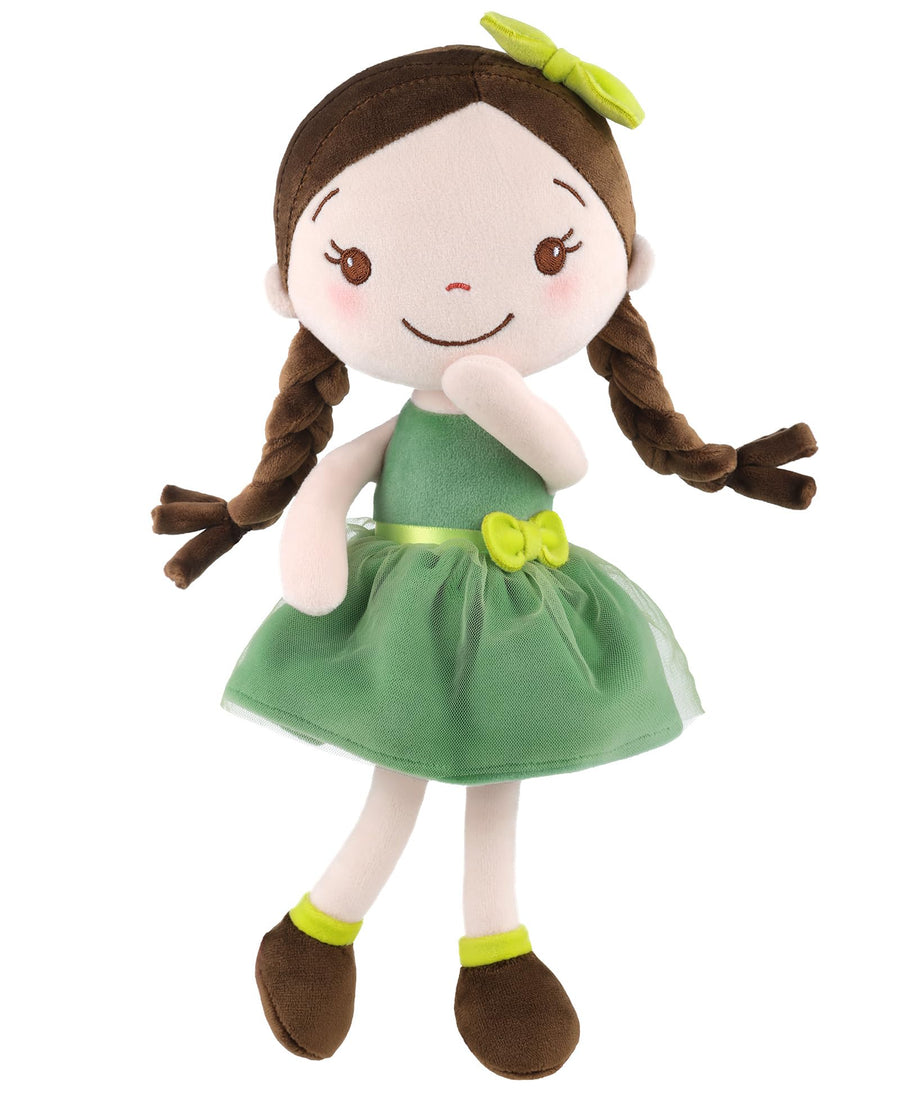 GAGAKU Soft Plush Baby Doll for Girls (12") - My First Baby Doll Gift for Girls, Toddlers & Infants, Machine Washable Rag Doll Toy - Forest Girl