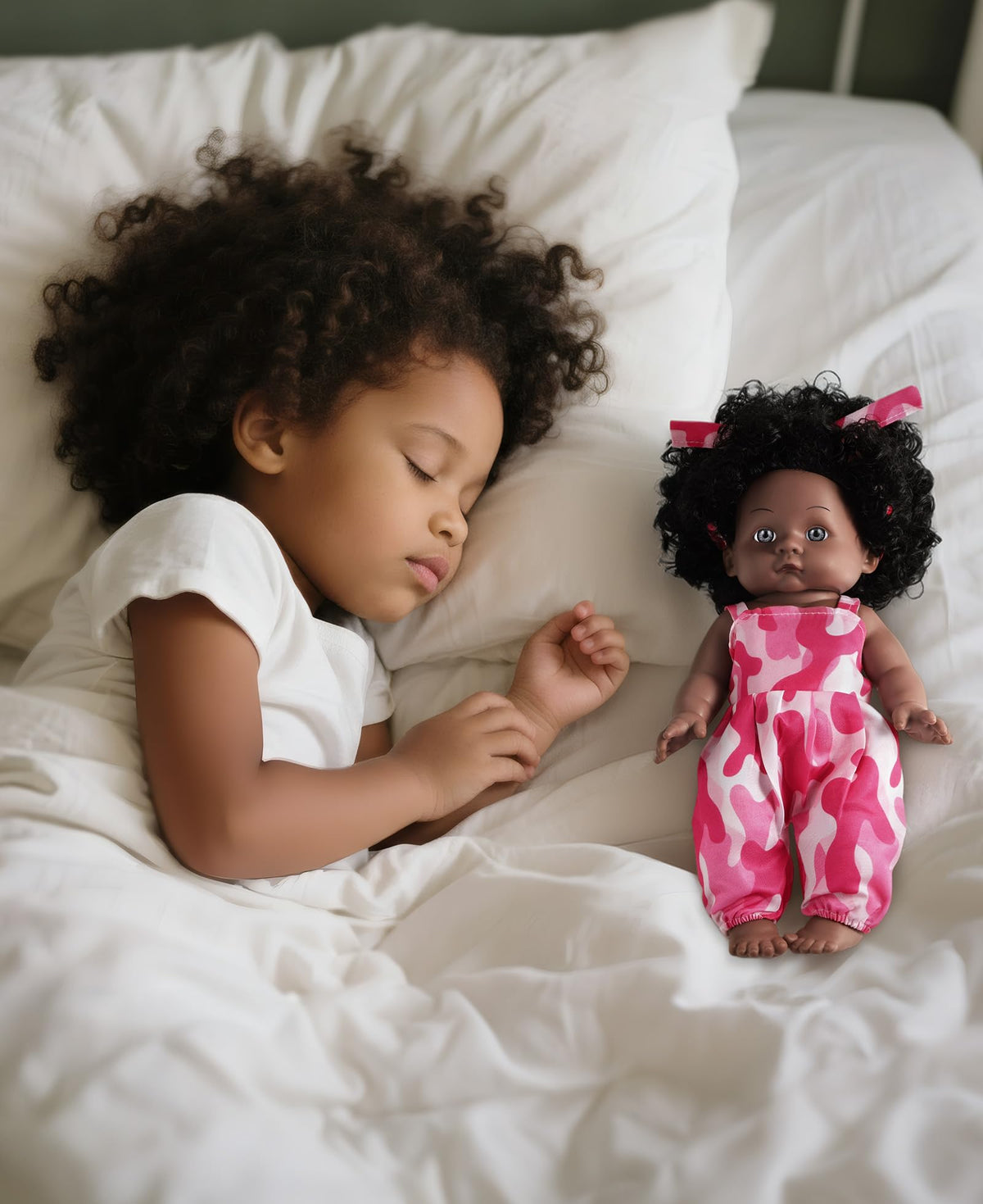 GAGAKU 12-Inch Black Baby Dolls with Natural Hair, Doll for Girls Toddlers Kids Ages 3+, Full Vinyl Baby Doll with Mini Backpack & Dolls Accessories