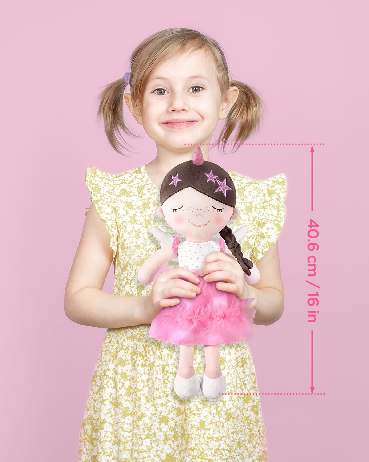 GAGAKU Soft Baby Doll Toys (16'') for Girls, My First Baby Rag Dolls for 1 Year Old Girl Birthday Gift Plush Doll Toys Machine Washable Baby Doll for Toddler Kids Infants - Star Princess