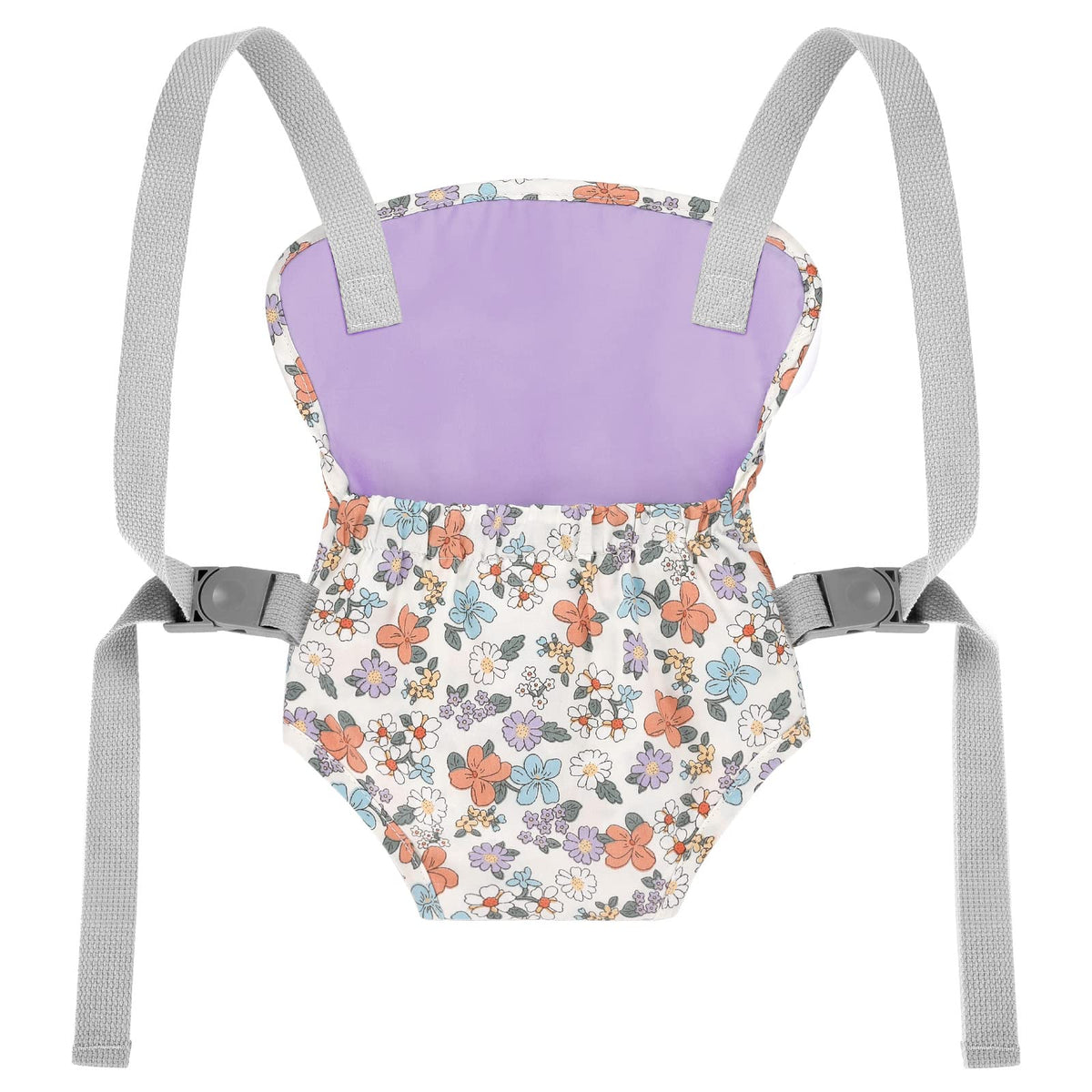 GAGAKU Baby Doll Carrier Stuffed Animal Carrier for Girls Doll Accessory Adjustable Straps for 12 to 24 inch Reborn Baby Dolls -Purple Flowers