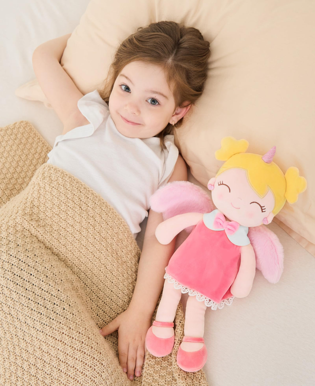 GAGAKU Soft Baby Doll Toys (17'') for Girls, My First Baby Rag Dolls for 1 Year Old Girl Birthday Gift Plush Doll Toys Machine Washable Baby Doll for Toddler Kids Infants - Unicorn Girl with Wings