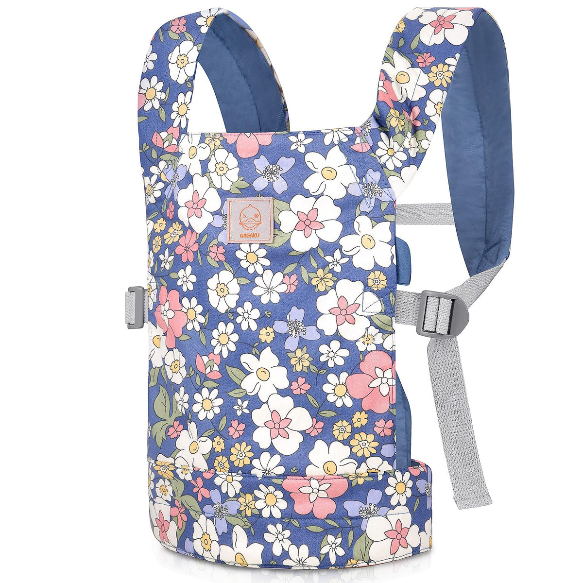 GAGAKU Kids Baby Doll Carrier for Reborn Baby Dolls, Toy Realistic Dolls Accessories for Little Girls Toddlers Aged 3+ Years Old - Blue Flowers