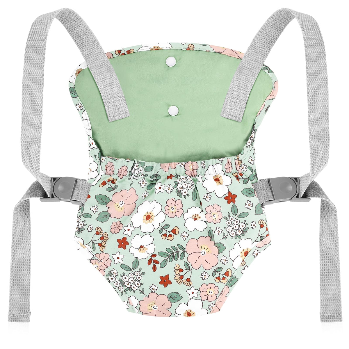 GAGAKU Toy Baby Doll Carrier for Toddlers 3+ Years Old, Reborn Baby Doll Accessories Pretend & Role Play Carriers for Kids - Green Camellia