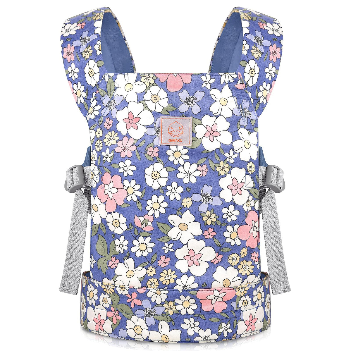 GAGAKU Kids Baby Doll Carrier for Reborn Baby Dolls, Toy Realistic Dolls Accessories for Little Girls Toddlers Aged 3+ Years Old - Blue Flowers