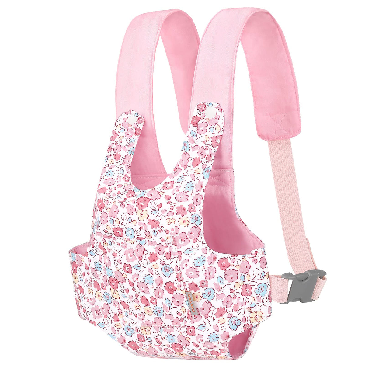 GAGAKU Baby Doll Carrier Stuffed Animal Carrier for Girls Doll Accessory Adjustable Straps for 12 to 20 inch Reborn Baby Dolls - Pink Flowers