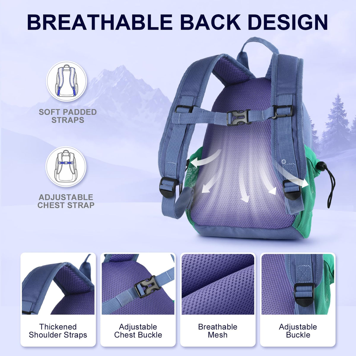 GAGAKU Hiking Backpack for Kids 3-8 years 8L Lightweight Water-Resistant Toddler Backpacks for Travel Camp Kids Outdoor Small Daypack Backpack with Adjustable Straps