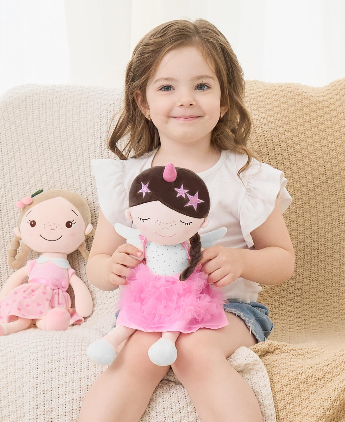 GAGAKU Soft Baby Doll Toys (16'') for Girls, My First Baby Rag Dolls for 1 Year Old Girl Birthday Gift Plush Doll Toys Machine Washable Baby Doll for Toddler Kids Infants - Star Princess