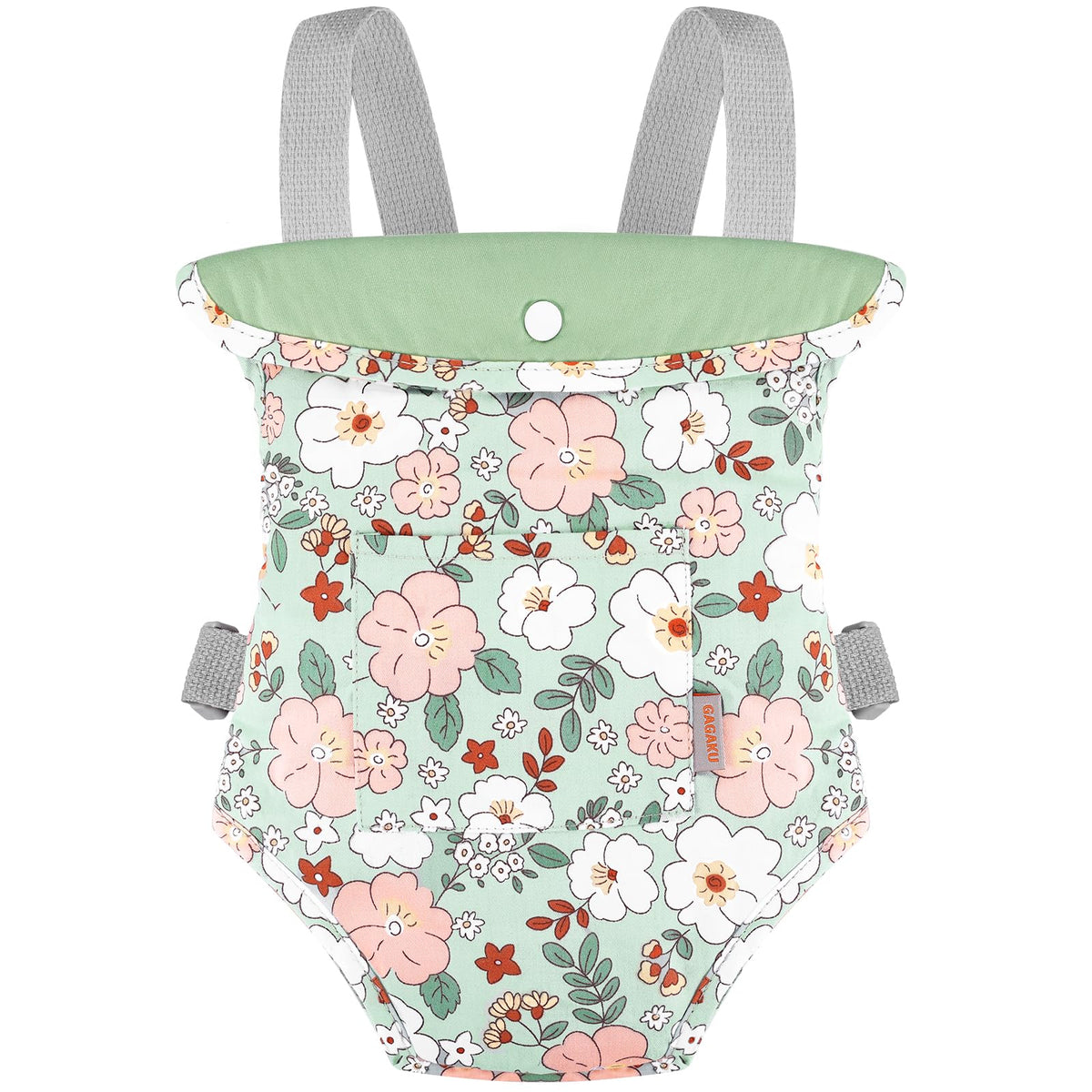 GAGAKU Toy Baby Doll Carrier for Toddlers 3+ Years Old, Reborn Baby Doll Accessories Pretend & Role Play Carriers for Kids - Green Camellia