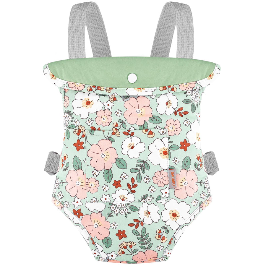 GAGAKU Toy Baby Doll Carrier for Toddlers 3+ Years Old, Reborn Baby Doll Accessories Pretend & Role Play Carriers for Kids - Green Camellia