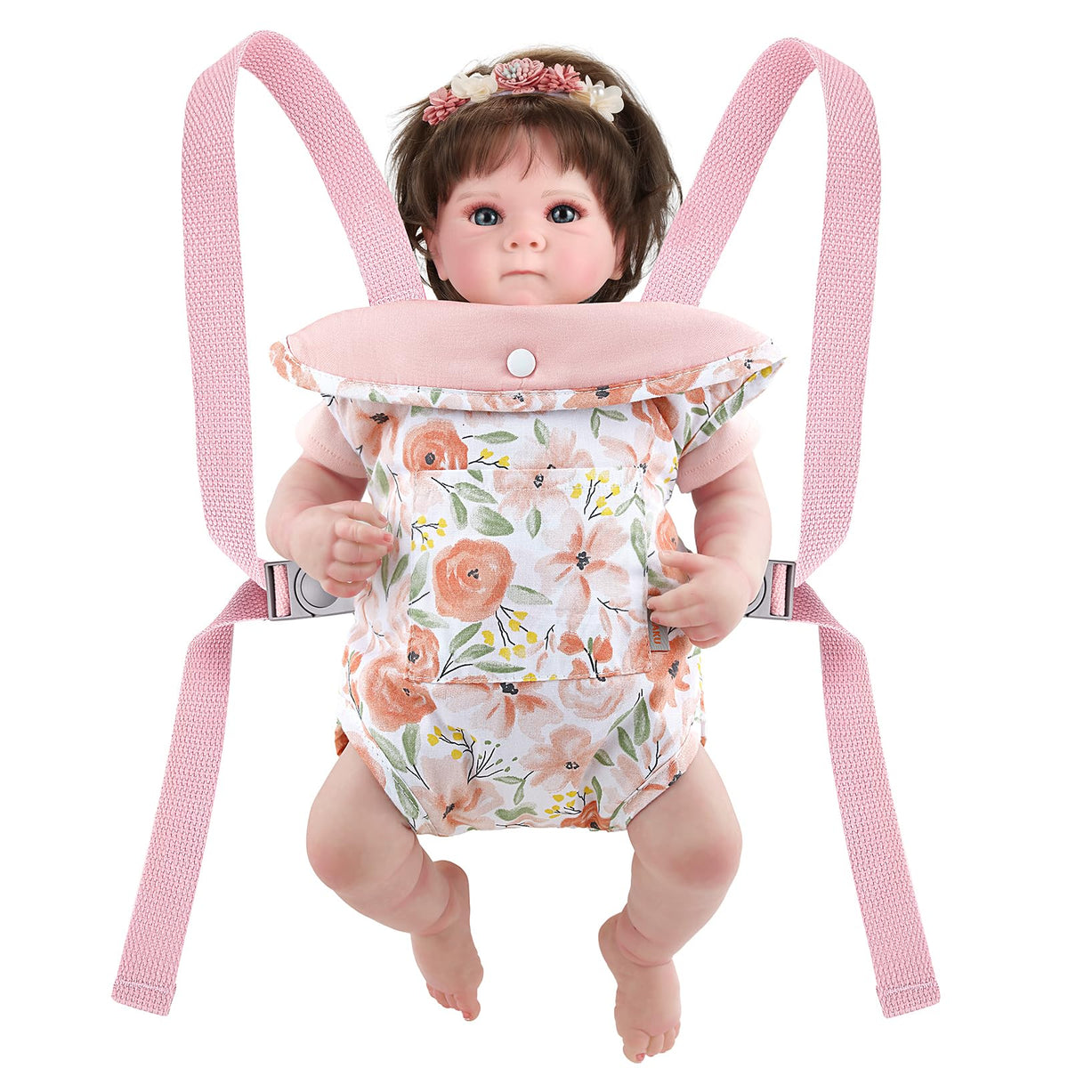 GAGAKU Baby Doll Carrier for Little Girls, Reborn Doll Accessories for Toddlers Kids 3+ Years Old, Toy Dolls Carrier - Roses