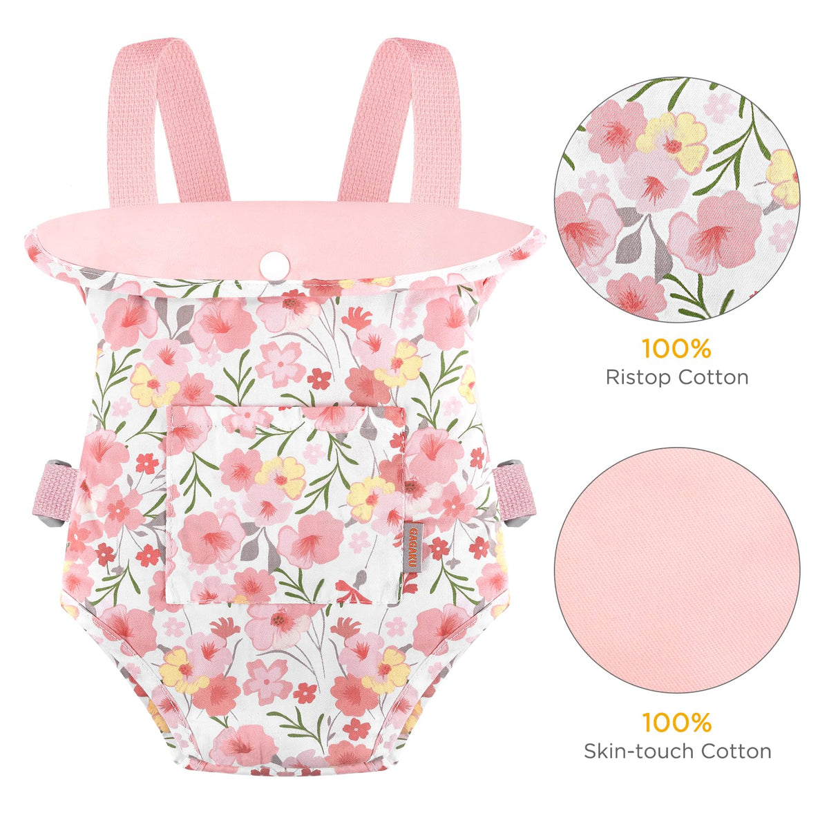 GAGAKU Baby Doll Carrier for Little Girls Baby Carrier for Dolls Reborn Baby Doll Carrier Toddlers 3 Years Old Babydoll Carrier - Pink Rose of Sharon